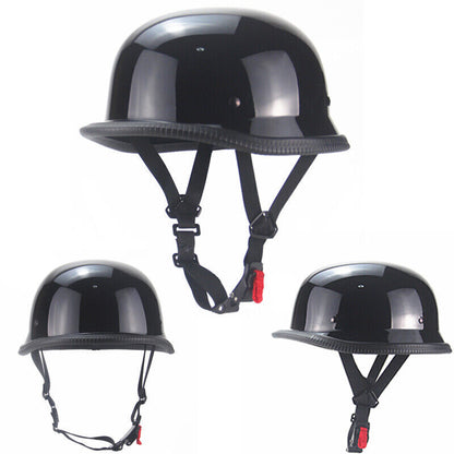 Vintage Motorcycle Helmet German Novelty Shiny Black Motorcycle Half Helmet