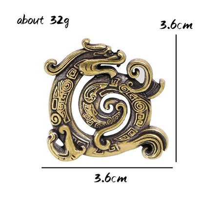 Pure Brass Beast Dragon Incense Holder Animal Figure Miniature Tea Pet Ornament