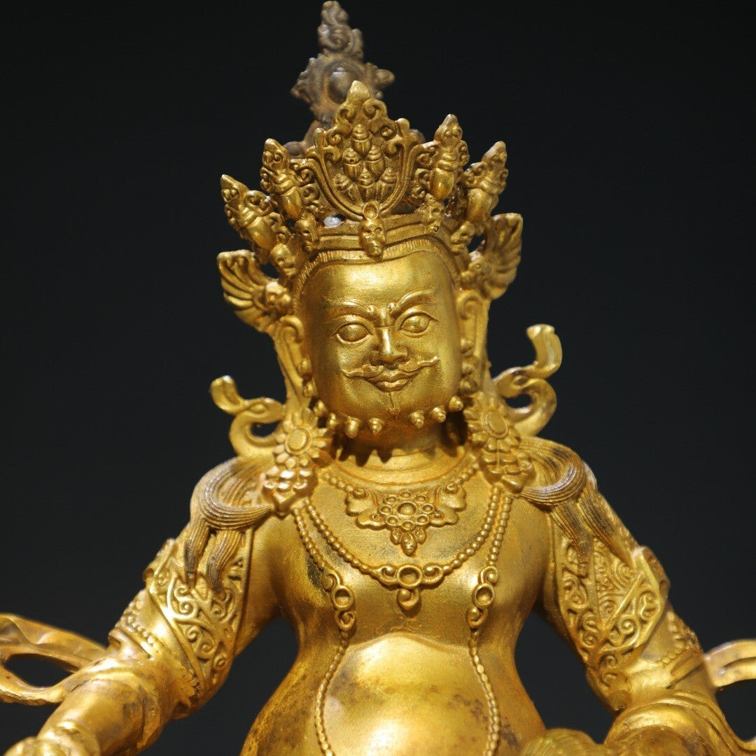 Chinese Antique Religious Buddha Statue Bronze Plated Gold [Huang Caishen]