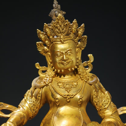 Chinese Antique Religious Buddha Statue Bronze Plated Gold [Huang Caishen]