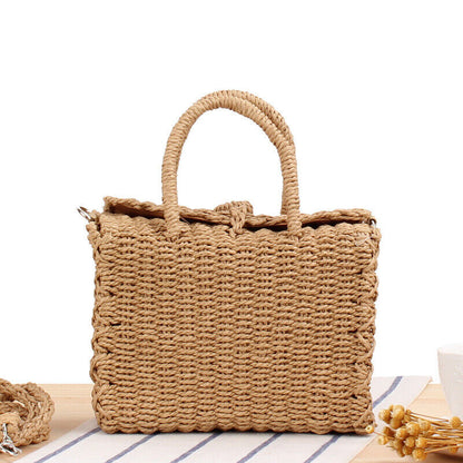 New Small Messenger Summer Casual Straw Crossbody Bag Square Beach Tote Bag