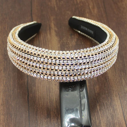 Women Headbands Baroque Fashion Rivet Sponge Luxury Hair Hoop Ladies Headdresses