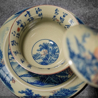 160ml Gaiwan Tea Landscape Chinese Ceramic Opening Gaiwan For Tea Tureen Teaware
