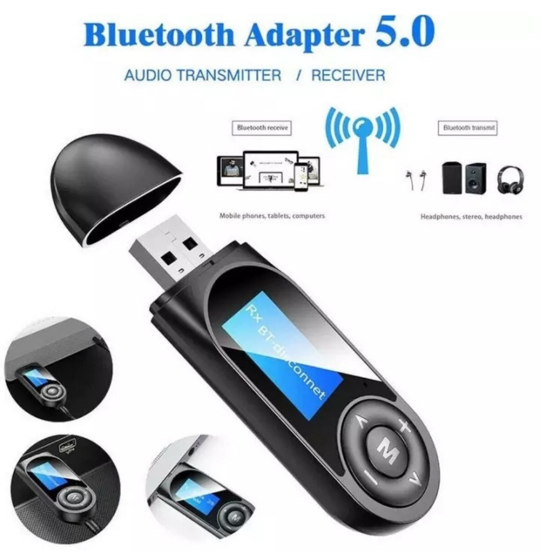 Transmisor Bluetooth 5.0 USB de Audio Receptor Adaptador para TV PC Auto 5 en 1