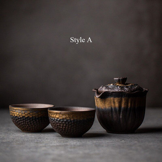 Portable Ceramic Gaiwan Pigmented Pottery Teapot New Travel Tea Set High Quality