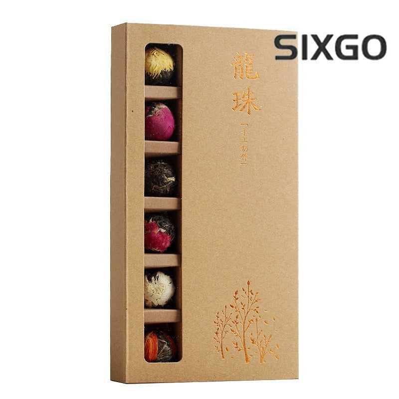 140g Yunnan Pu'er Raw Tea 18 Pcs Handmade Dragon Ball Flower Tea Gift Box Set