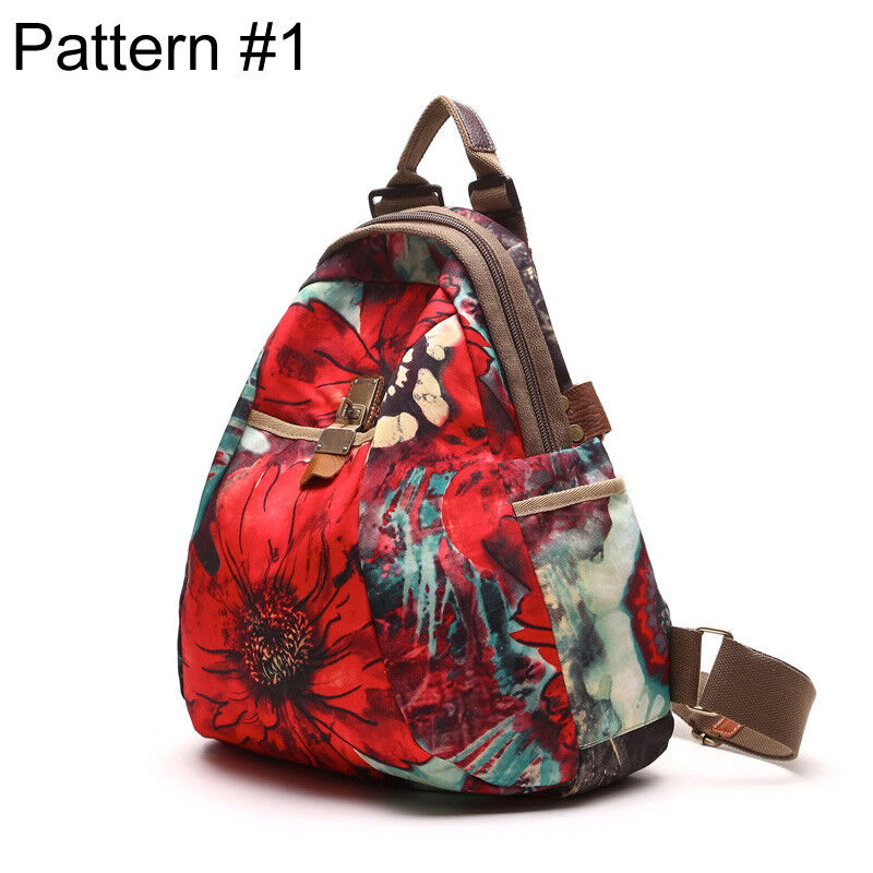Convertible Floral Nylon Backpack Rucksack Purse Shoulder Bag Travel 2 sizes