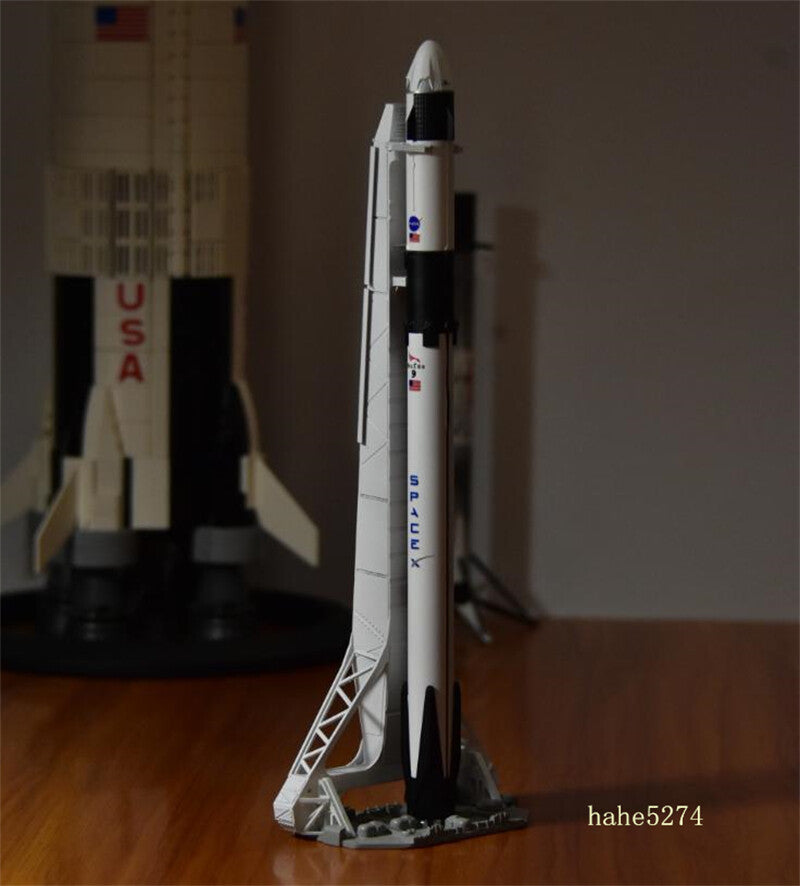 SpaceX Falcon IX Rocket F9 Crewed Dragon + Tower Static Model
