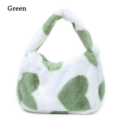 1pc Women Girls Fluffy Shoulder Bag Top-handle Bag Female Autumn Winter Handbag