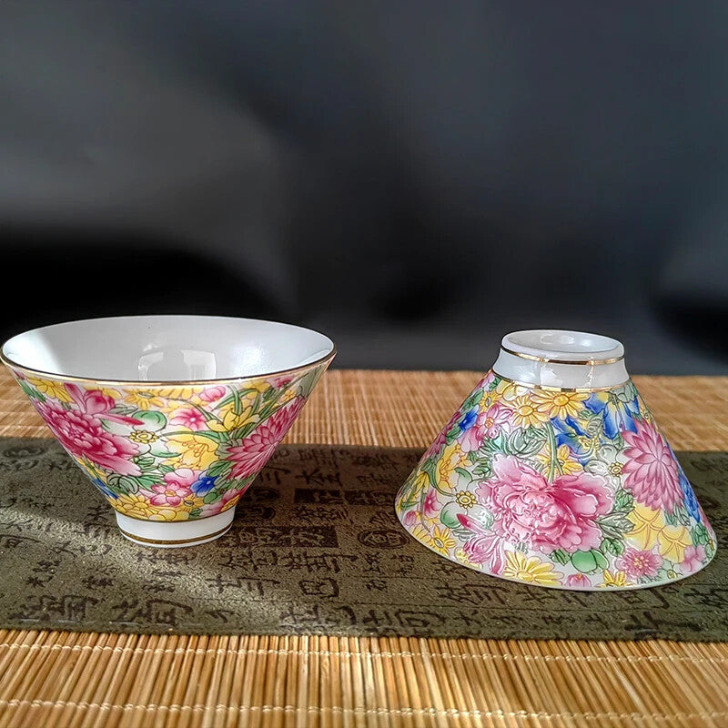 2PCS Chinese Porcelain Ceramic Glaze Vintage Jingdezhen Cup For Kung Fu Tea