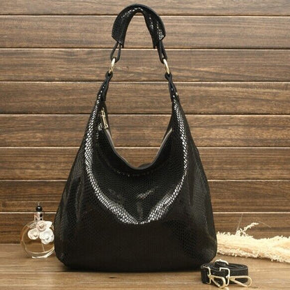 100% Genuine Leather Shiny Shoulder Bags Big Bag Handbags Women