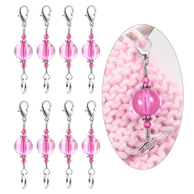 Knitting Stitch Markers 10Pcs Resin Beads Metal Angel Crochet Craft Locking Tool