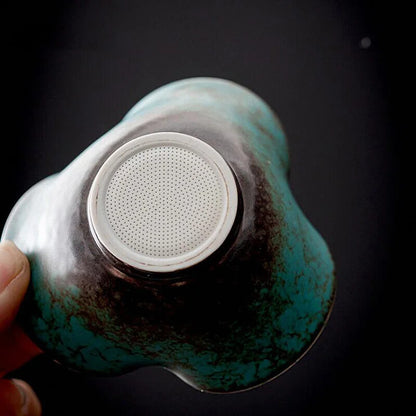 Ceramic Turquoise Glaze Tea Strainers Coarse Pottery Tea Leaf Spice Filter