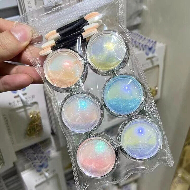 Nail Art Powder Chrome Metallic Mirror Pigments Iridescent Pearl Glitters Decors