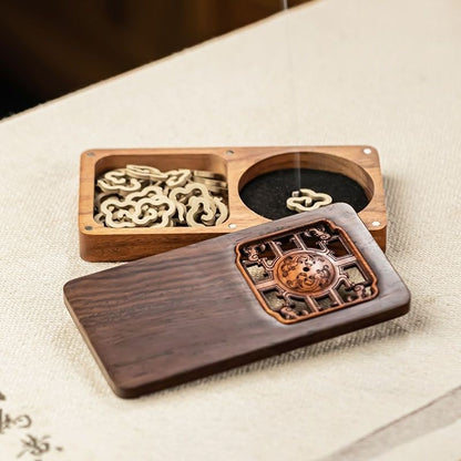 Red Sandalwood Incense Box Portable Hollow Carved Storage & Burning Wood Case