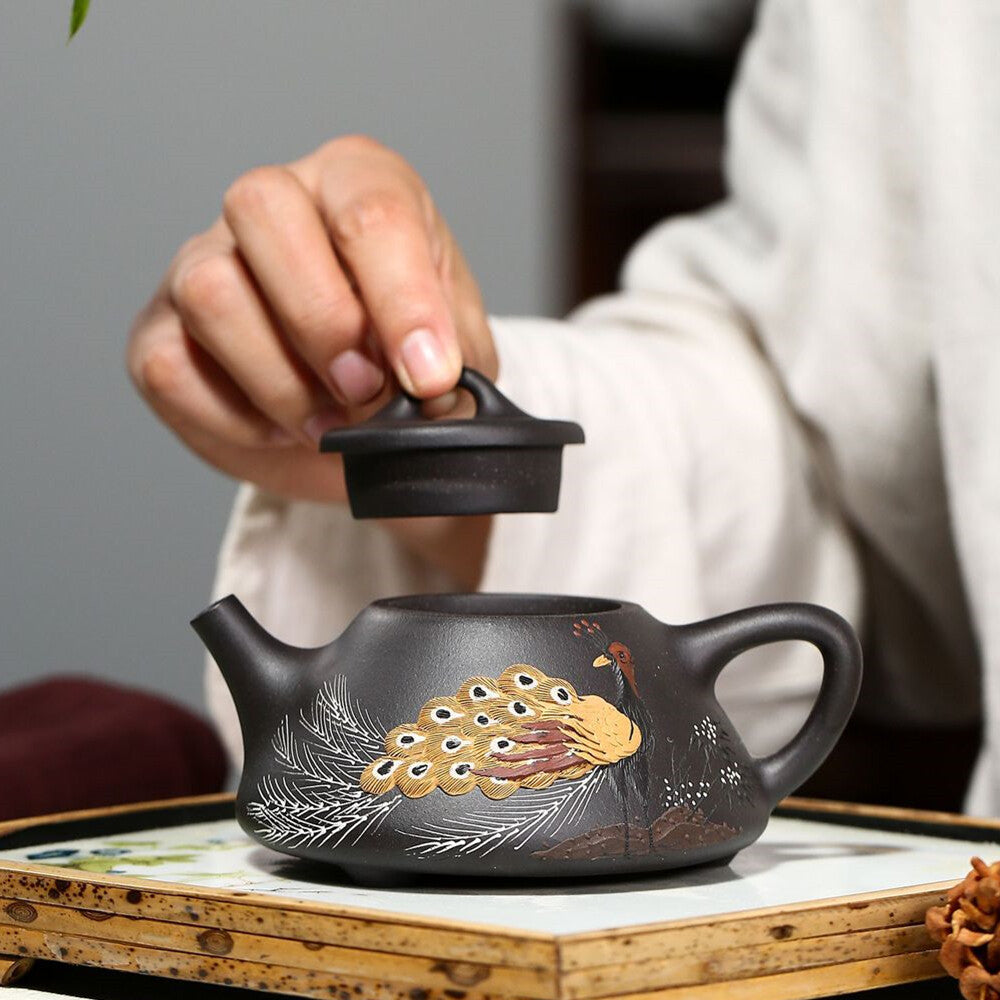 250ml Yixing Zisha Handmade Tea Pot Shipiao Pot Peacock Master Teapot For Pu'er