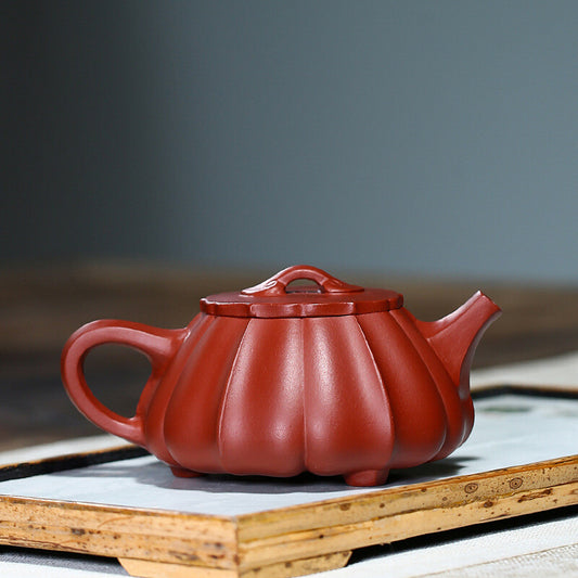 China Yixing Zisha Pottery Clovershrub Clay Handmade 200cc Tendon Grain Teapot
