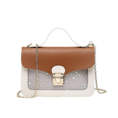 Cover Lock Small Square Purse Sequined Star Print Artificial Leather 21*13*4.5CM