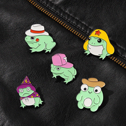 5 Style Cartoon Frog Enamel Pin Custom Hat Brooch Lapel Pin Badge Jewelry Gift