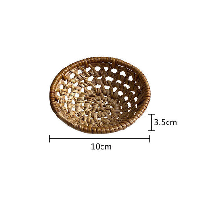 Handwoven Bread Basket Rattan Wicker Storage Tray Tea Drinks Snack Holder NEW