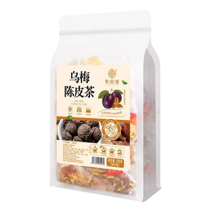 Chinese Dark Plum Matured Mandarin Peel Tea Combined Herbal Tea Bag 250g