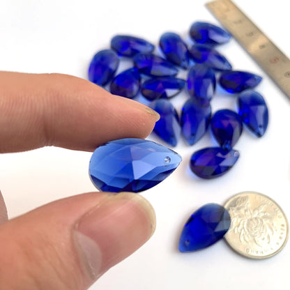 Blue 20Pc Faceted Glass Beads Teardrop CRYSTAL Pendant Chandelier Prism Part DIY