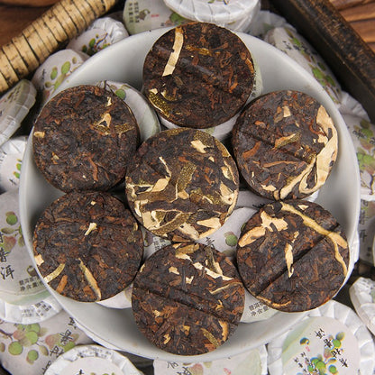 500g Yunnan Pu'er Tea Small Green Mandarin Orange Chenpi Pu'er Ripe Tea Cake