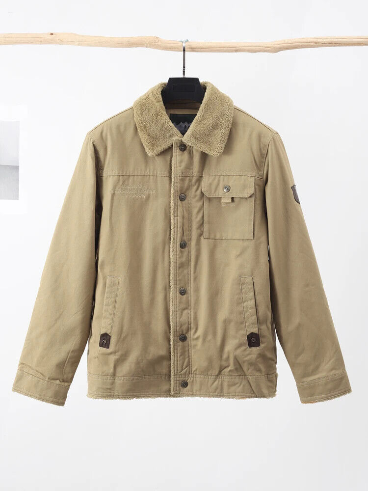 Thicken Jacket Man Warm Turndown Coats Men Solid Long Sleeves Outwears