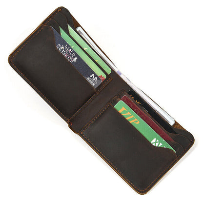 Retro Men's Real Leather Bi-fold Wallets Credit ID Card Holder Clutch Bags