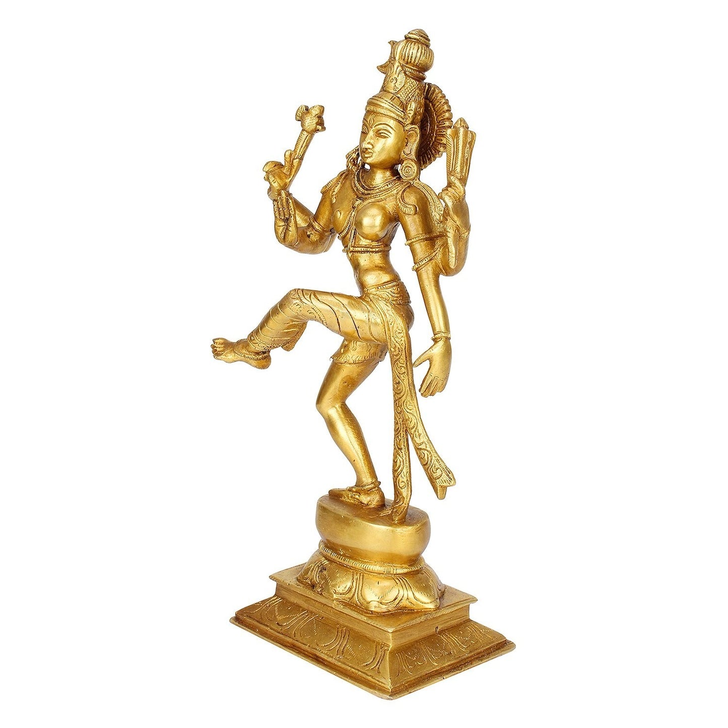 Hindu God Lord Brass Ardhanarishvara Idol Dancing Posture Statute Figurine