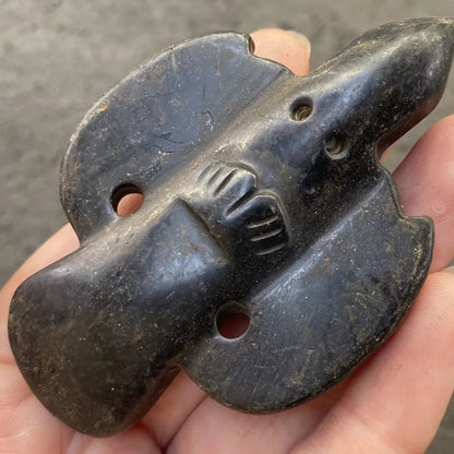 Old China Hongshan Culture Black Iron Meteorite Statue Pendant Collection