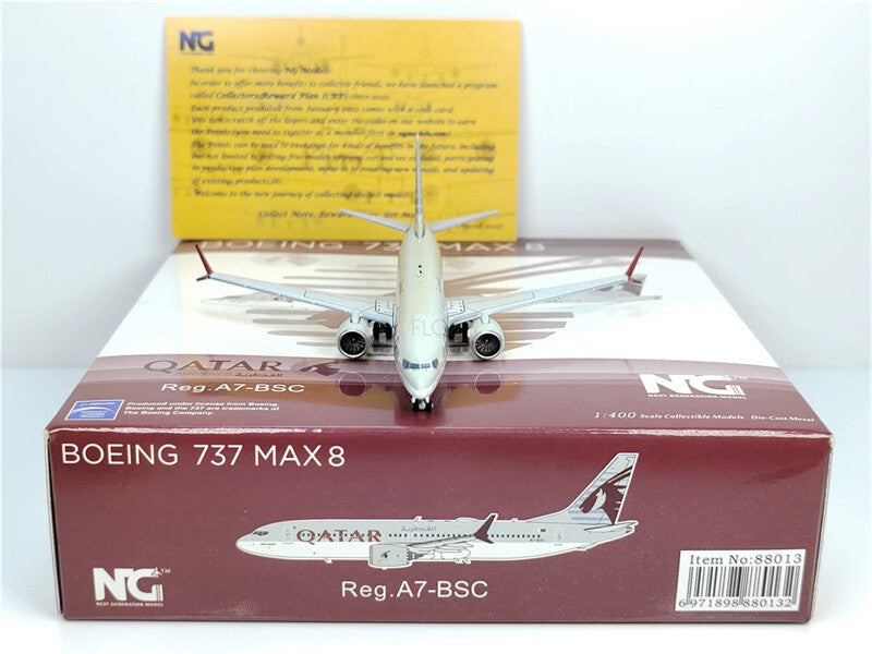 NG Models Qatar for Boeing B737 MAX8 A7-BSC 1/400 Aircraft Pre-built Model