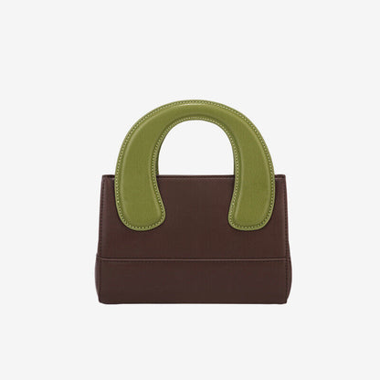 Small Mini Oversized Handles Leather Tote Clutch Box Handbag Purse Shoulder Bag