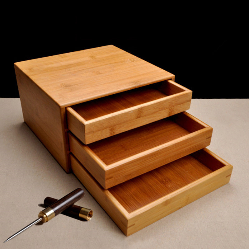 Bamboo Box For Pu'er Tea Storage Box For Pu'er Tea Cake Tea Drawer One/Two Layer