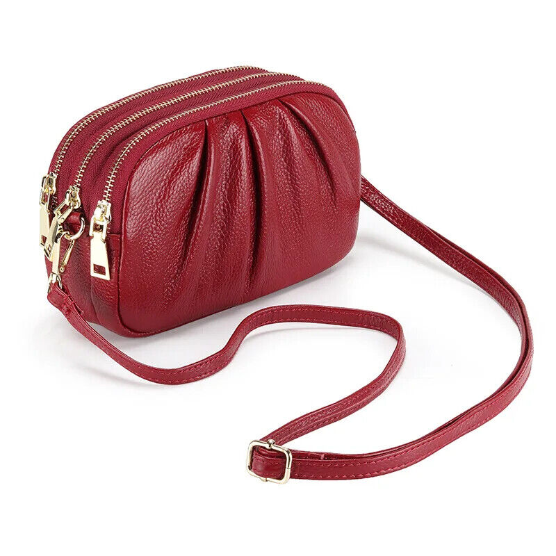 Women Cloud Bag Genuine Bag Three Layers of Shoulder Messenger Bag Handbag