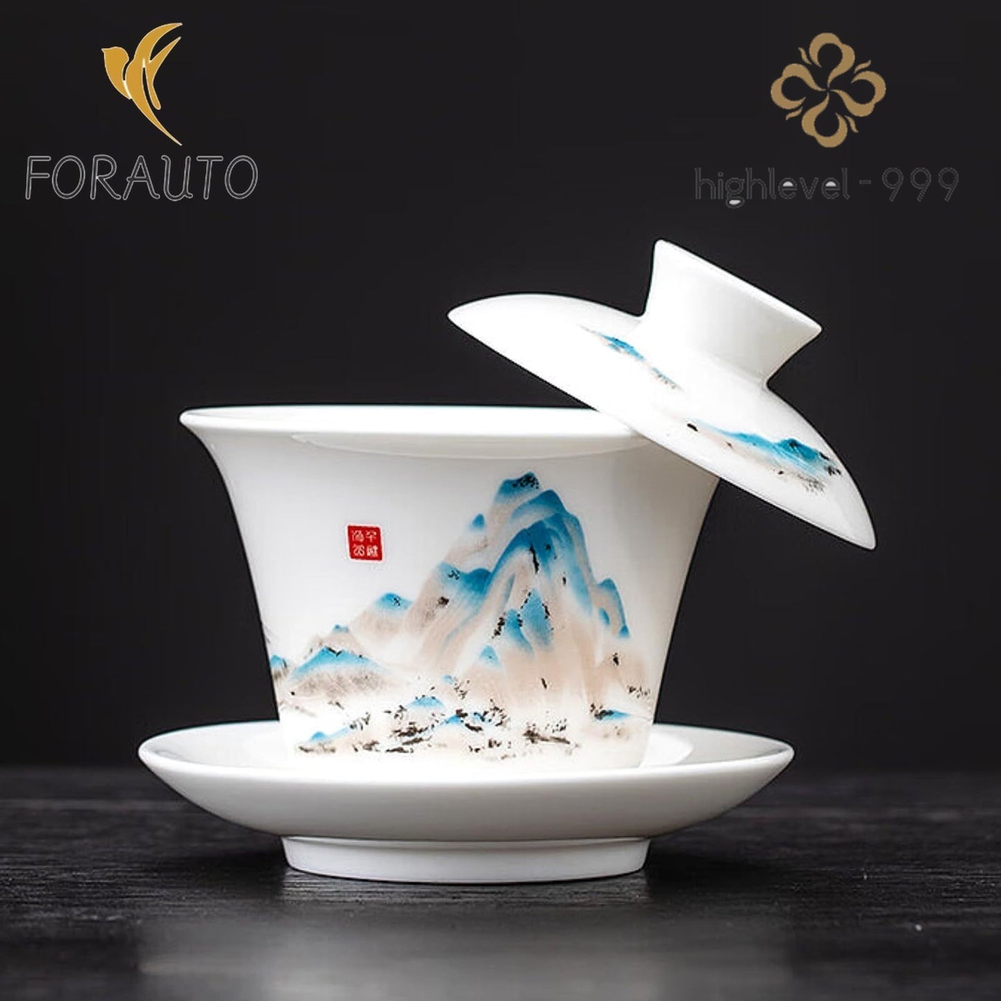 Jade Ceramics Scenery Gaiwan 150ml 5.1oz White Porcelain Kungfu Tea Set