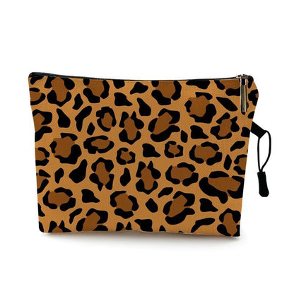 Water Resistant Makeup Bag Zebra Stripe Brown Pink Leopard Print Cosmetic Purse