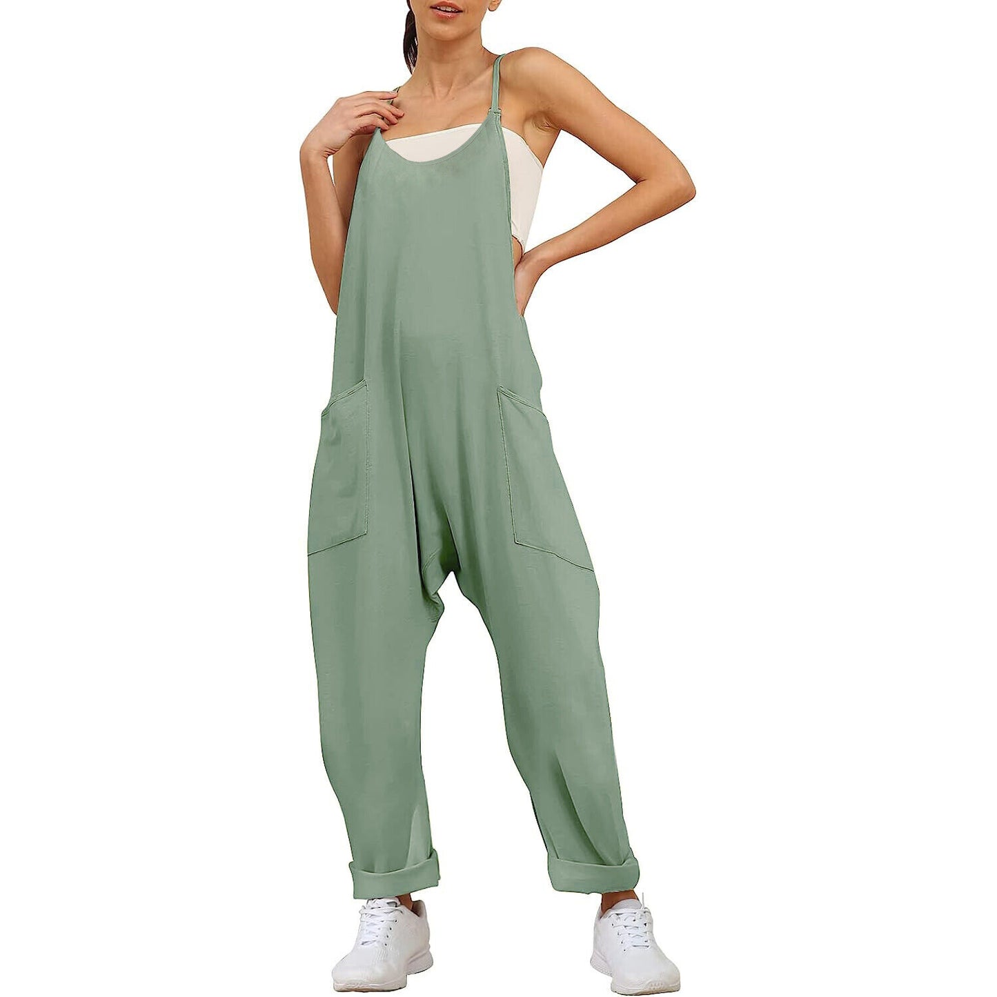 Women's Ladies Strappy Causal Loose Dungarees Jumpsuit Romper Baggy Overalls USA