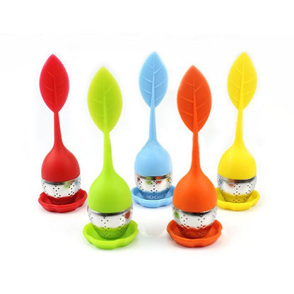 Tea Infusers Silicone Food-grade Stainless Steel Leaf Shape Tea Strainer Filter