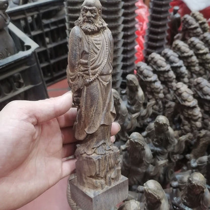 Eaglewood Dharma Buddha Statue Agarwood Carving Zen Wood Craft Decor