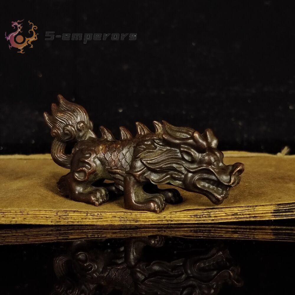 China bronze dragon son Figure statue collectable table decoration tea pet