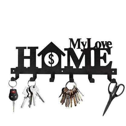 1pc Key Holder For Wall With 6 Hooks, Metal Key Rack, Key Hooks Towel Rack
