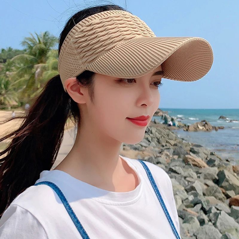 Women Visor Caps UV Summer Empty Top Hat Hollow Out Breathable Baseball Sunshade