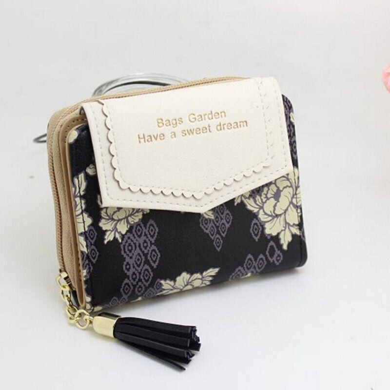 Lady Mini Handbag Leather Coin Purse Women Wallet Card Clamps Cash Clip Billfold