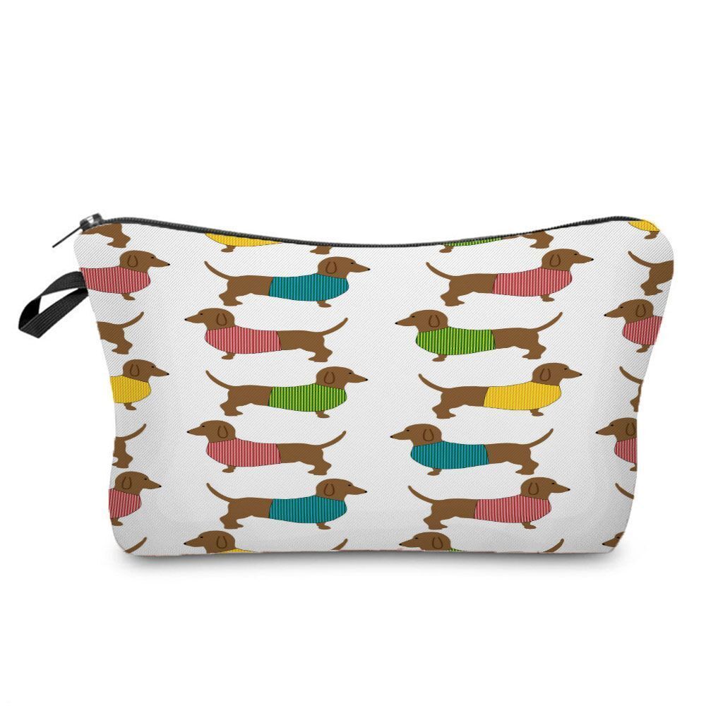 Cute Printed Cosmetic Bags Travel Storage Pouch Reusable Makeup Purse Polyester