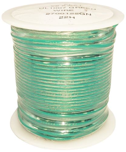 100 Feet Green 22 Gauge Solid Hook-Up Wire, Tinned Copper, PVC Insulation