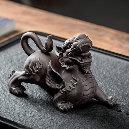 Chinese Yixing Purple Clay Tea Pet Brave Statue Troops Animal Tea Play Decorate