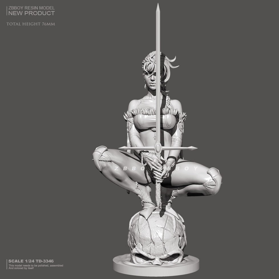 1/24 resin figure model Cross swordswoman Warrior Unassembled Unpainted