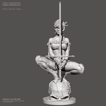 1/24 resin figure model Cross swordswoman Warrior Unassembled Unpainted