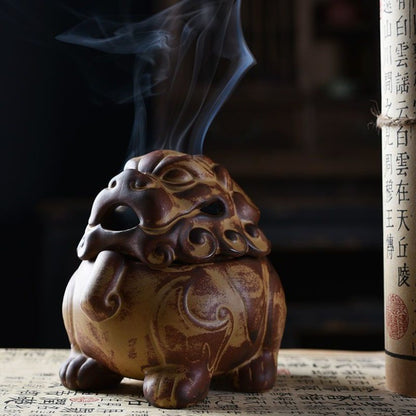 Chinese Suanni Ceramic Incense Burner Tea Table Ornament for Agarwood Sandalwood